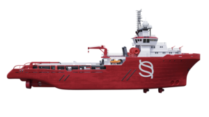 3D visualization of a vessel - red anchor handling vessel