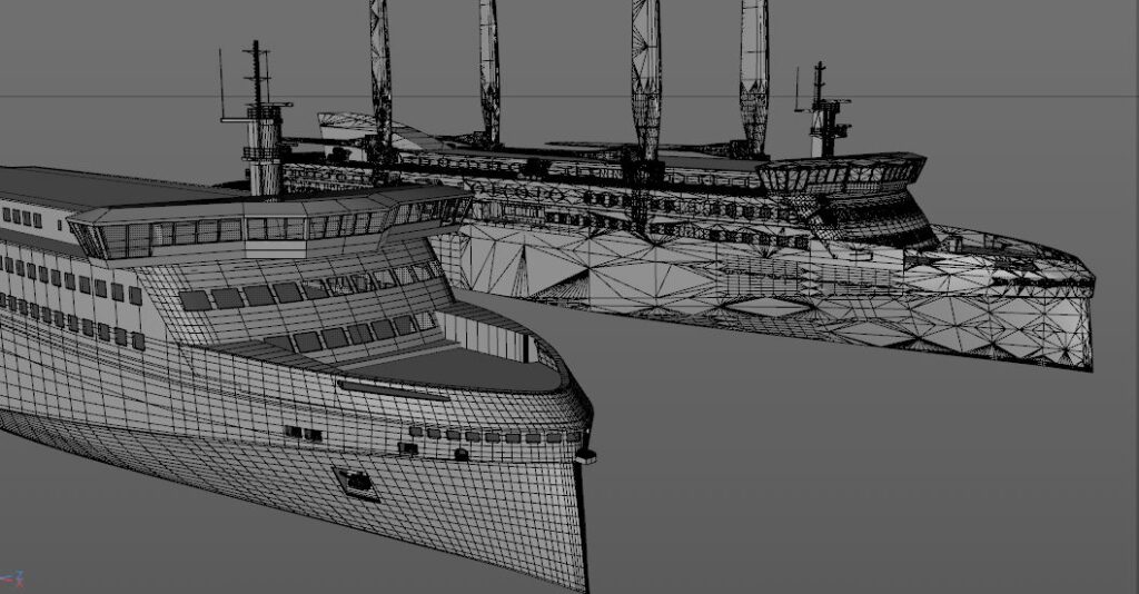 3D ship modeling: convert meshy model