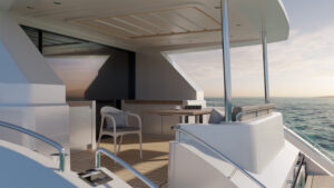 Aft deck on the catamaran - 3D render