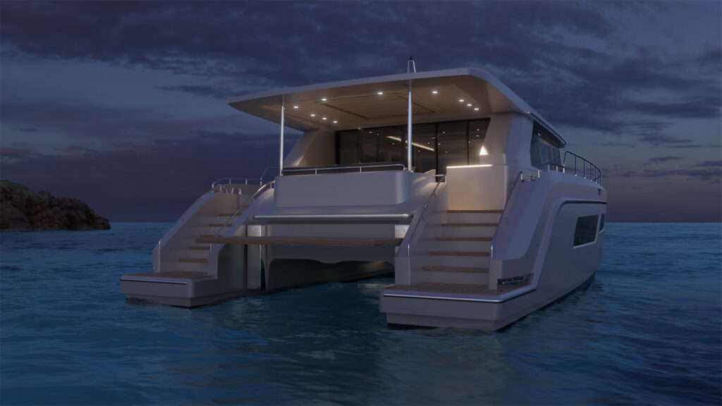Night yacht render
