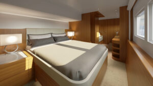 3D luxury cabin animation on a catamaran yacht