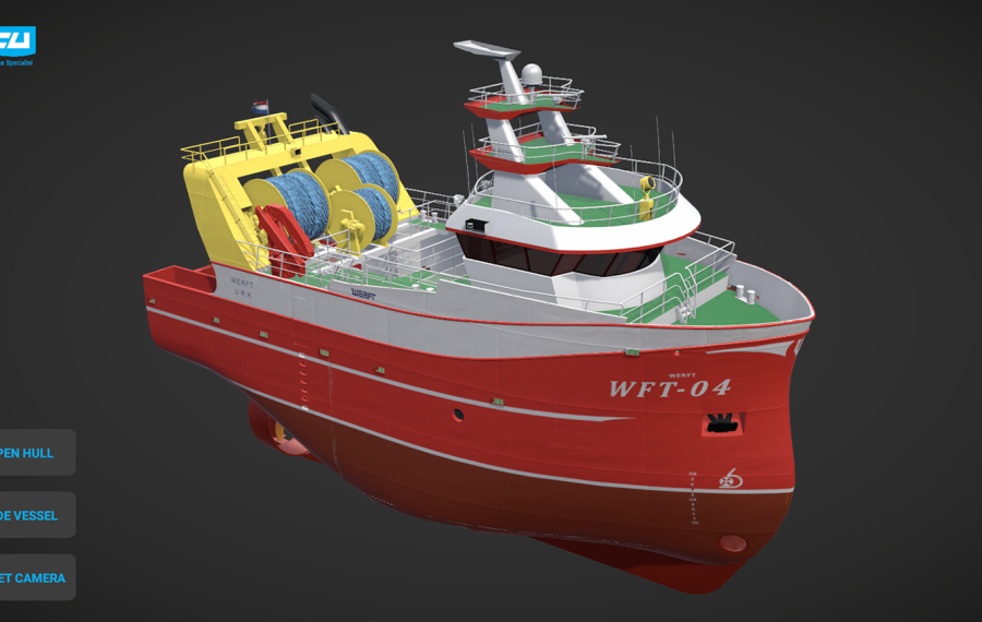 The interactive application 360° ship 3D model made by Sodoma Atelier
