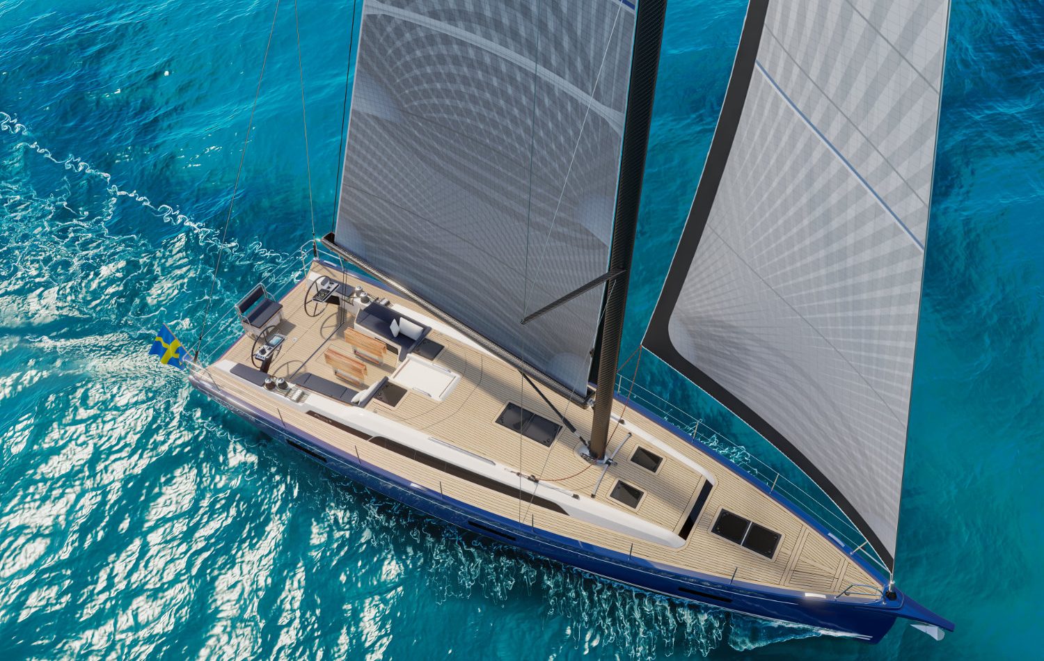 3D yacht visualization services with sails - Arcona 50