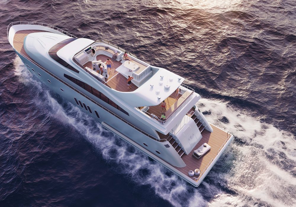 Sunset yacht design visualization